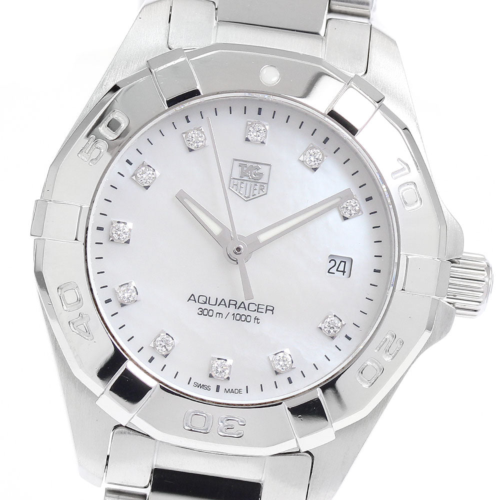 TAG HEUER Aqua racer WAY1413 11P Diamond Date White shell Dial Quartz Ladies Watch_906577