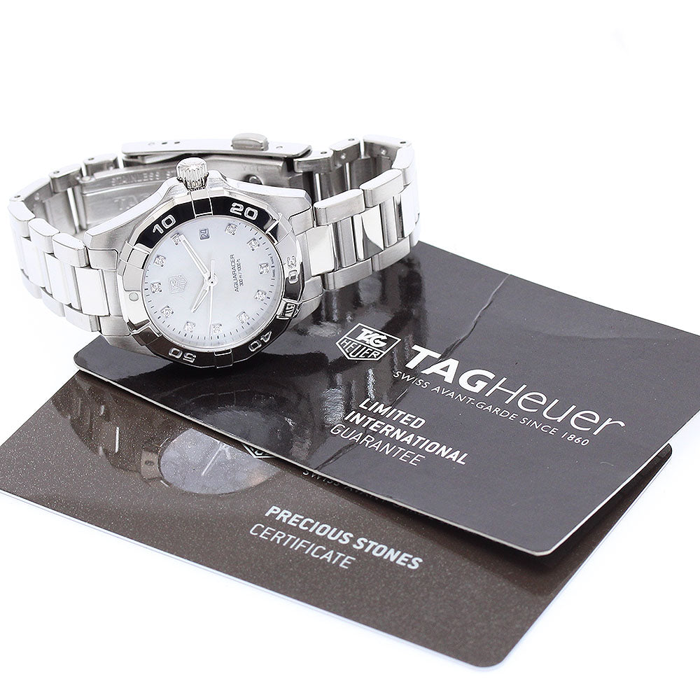 TAG HEUER Aqua racer WAY1413 11P Diamond Date White shell Dial Quartz Ladies Watch_906577