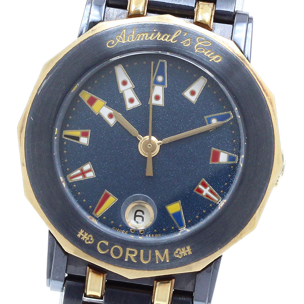 CORUM Admirals cup 39.130.31 Gun Metal Blue Navy Dial Quartz Ladies Watch_906673