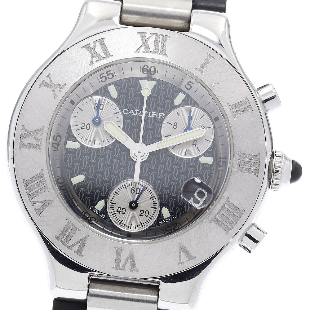 CARTIER CHRONOSCAPH W10125U2 Date Black / Silver Dial Quartz Men's Watch_906788