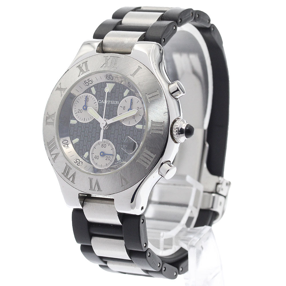 CARTIER CHRONOSCAPH W10125U2 Date Black / Silver Dial Quartz Men's Watch_906788