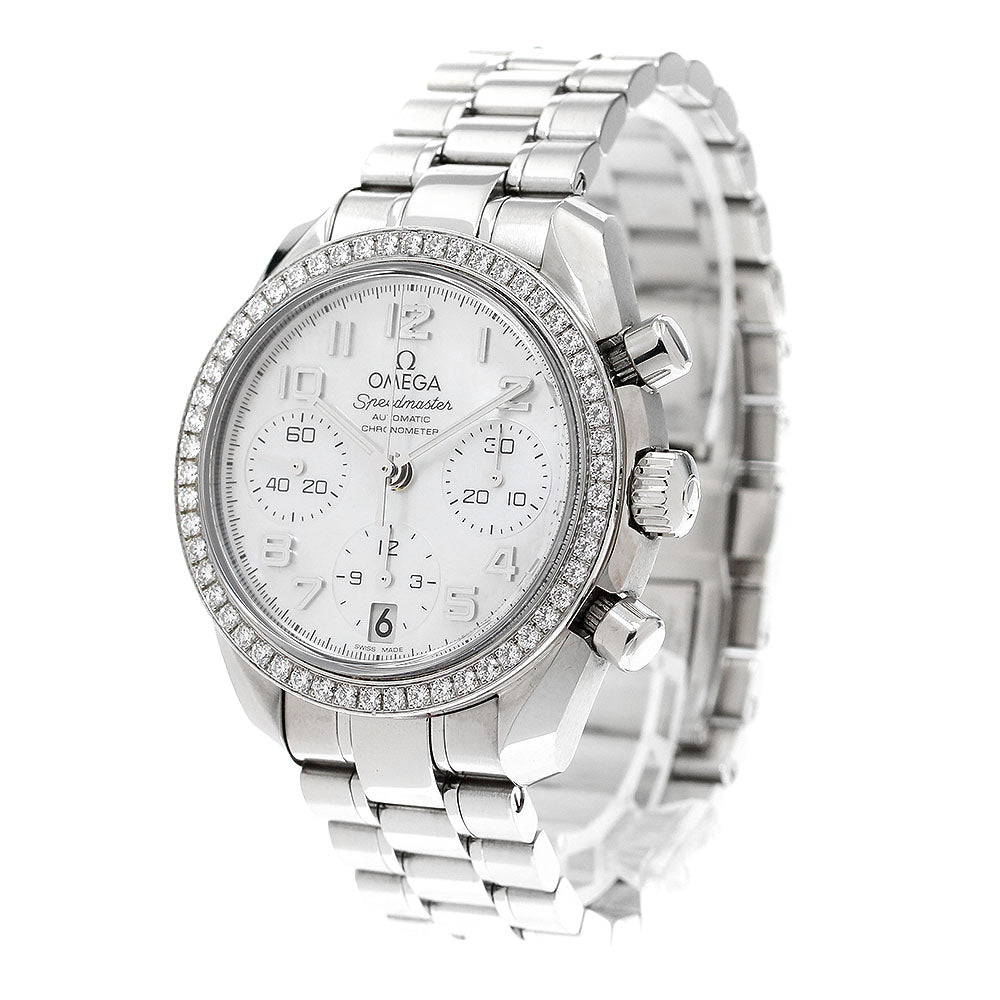 OMEGA Speedmaster 324.15.38.40.05.001 diamond bezel chronograph White shell Dial Automatic Ladies Watch_906805