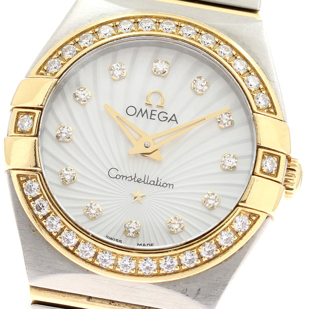 OMEGA Constellation Blush 123.25.27.60.55.004 12P diamond bezel White shell Dial Quartz Ladies Watch_906813