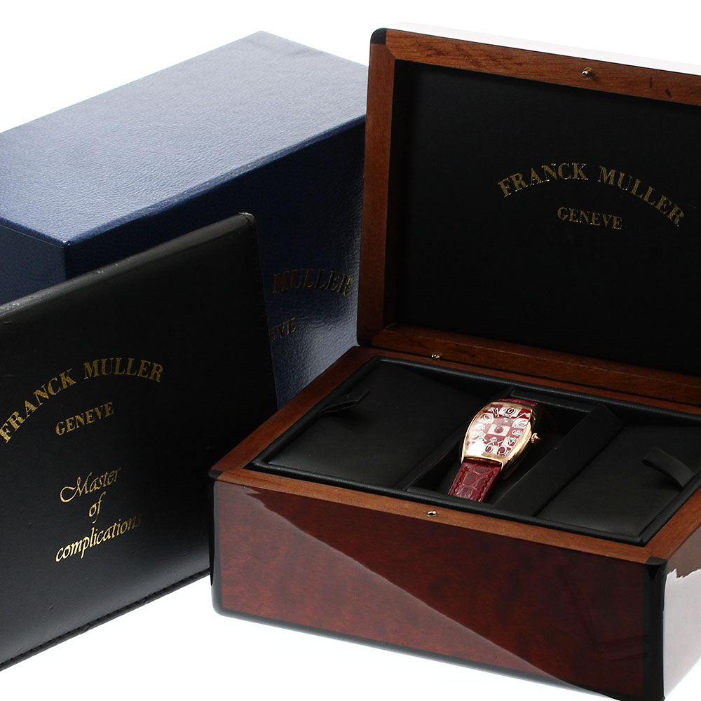 FRANCK MULLER Tono Curvex 150th Anniversary 1752QZ150TH 5N 18K Pink Gold Silver / Red Dial Quartz Ladies Watch_906820