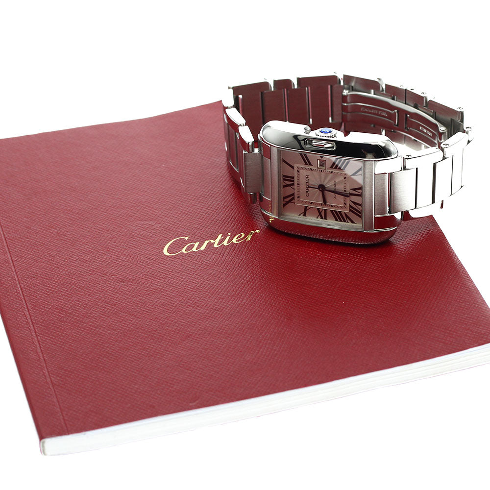 CARTIER Tank Anglaise LM W5310009 Date Silver Dial Automatic Men's Watch_906841