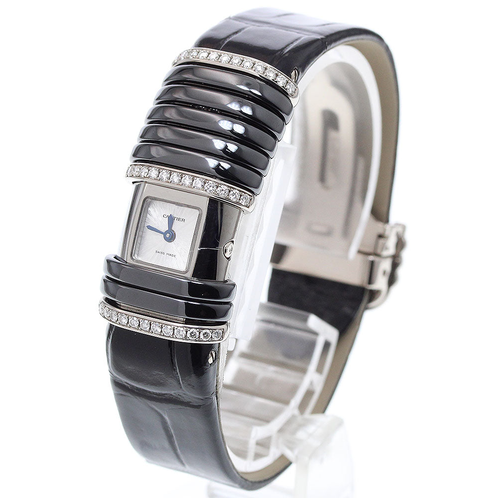 CARTIER Declaration WT000550 K18WG Diamond Silver Dial Quartz Ladies Watch_906847