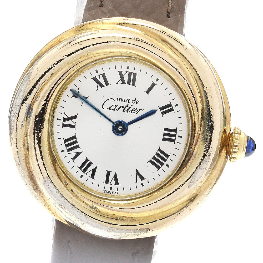 CARTIER Must Trinity W1010644 Vermeille Silver Dial Quartz Ladies Watch_906874