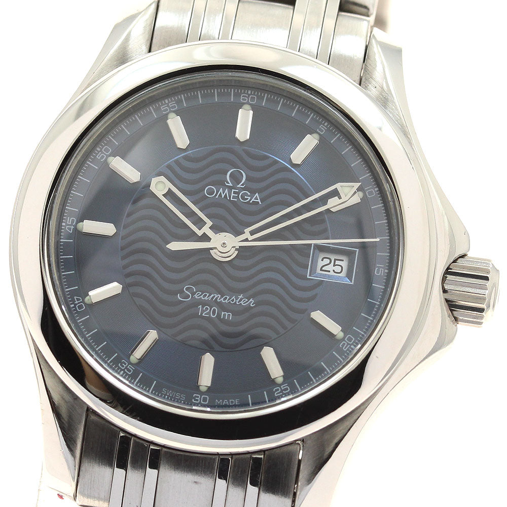 OMEGA Seamaster120 2571.81 Date Navy Dial Quartz Ladies Watch_906875