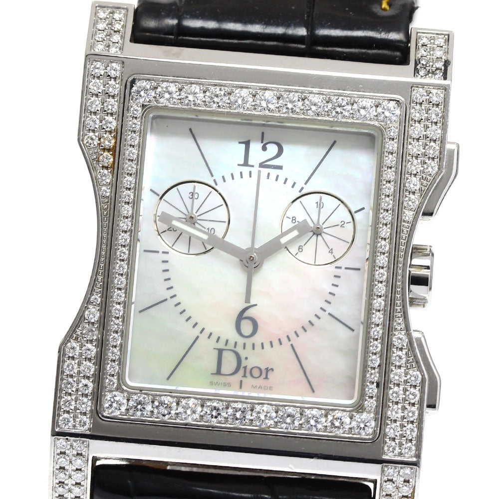 Christian Dior Chris 47 CD034311 diamond bezel chronograph White shell Dial Quartz Ladies Watch_906941