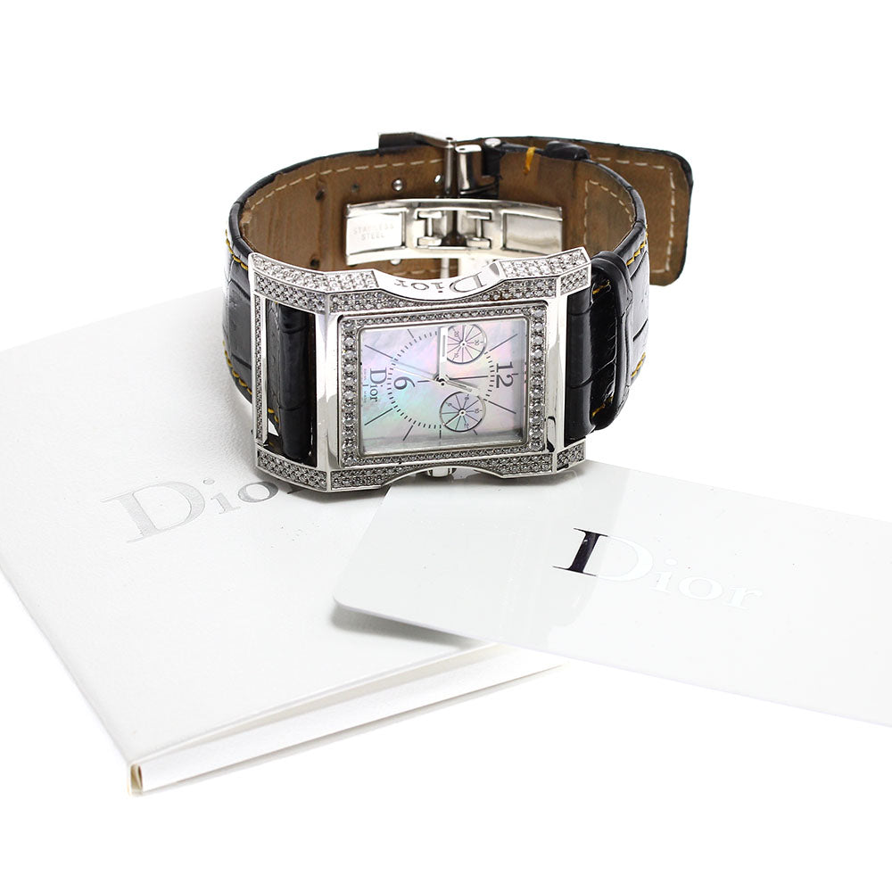 Christian Dior Chris 47 CD034311 diamond bezel chronograph White shell Dial Quartz Ladies Watch_906941