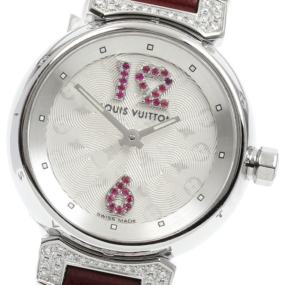 LOUIS VUITTON Tambour Q1214 ruby index lug diamond Quartz Ladies Watch_907017