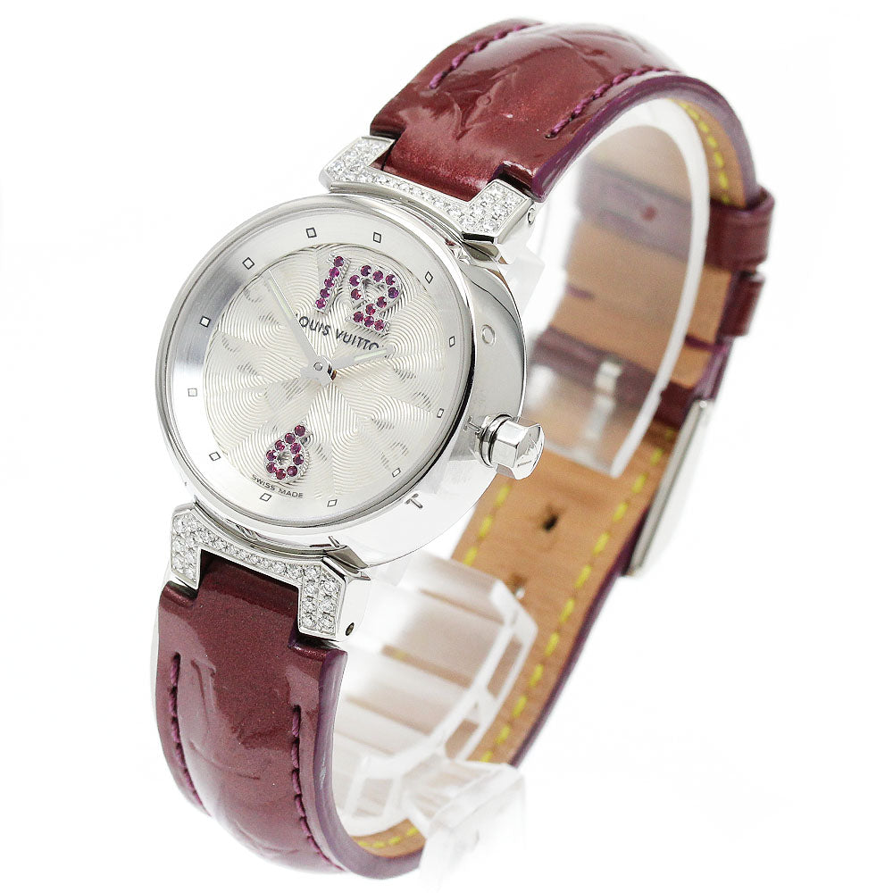 LOUIS VUITTON Tambour Q1214 ruby index lug diamond Quartz Ladies Watch_907017