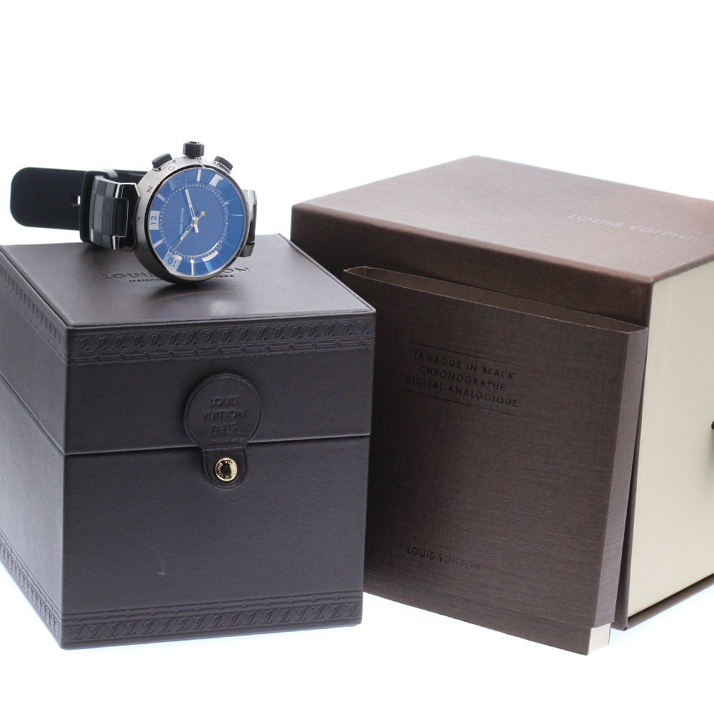 LOUIS VUITTON Tambour in black Q118F Black / Silver Dial Quartz Men's_907081