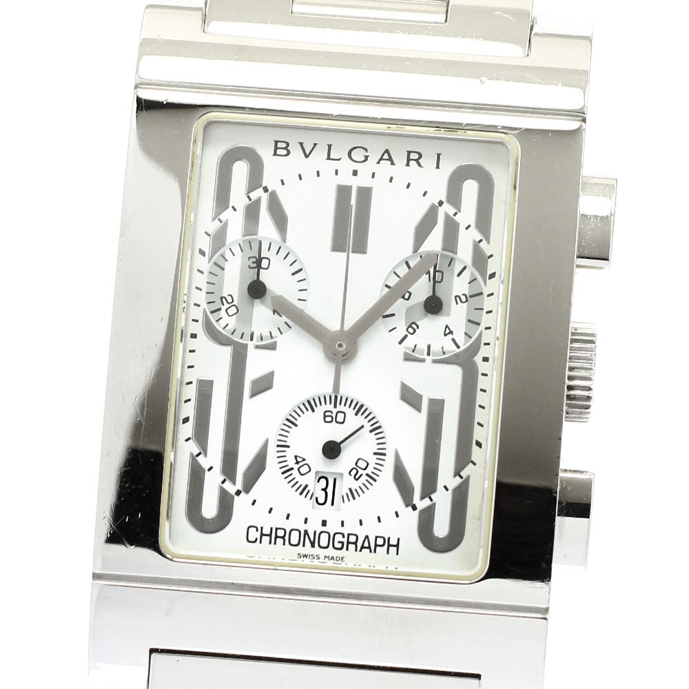 BVLGARI Rettangolo RTC49S Date Chronograph white Dial Quartz Men's Watch_907083
