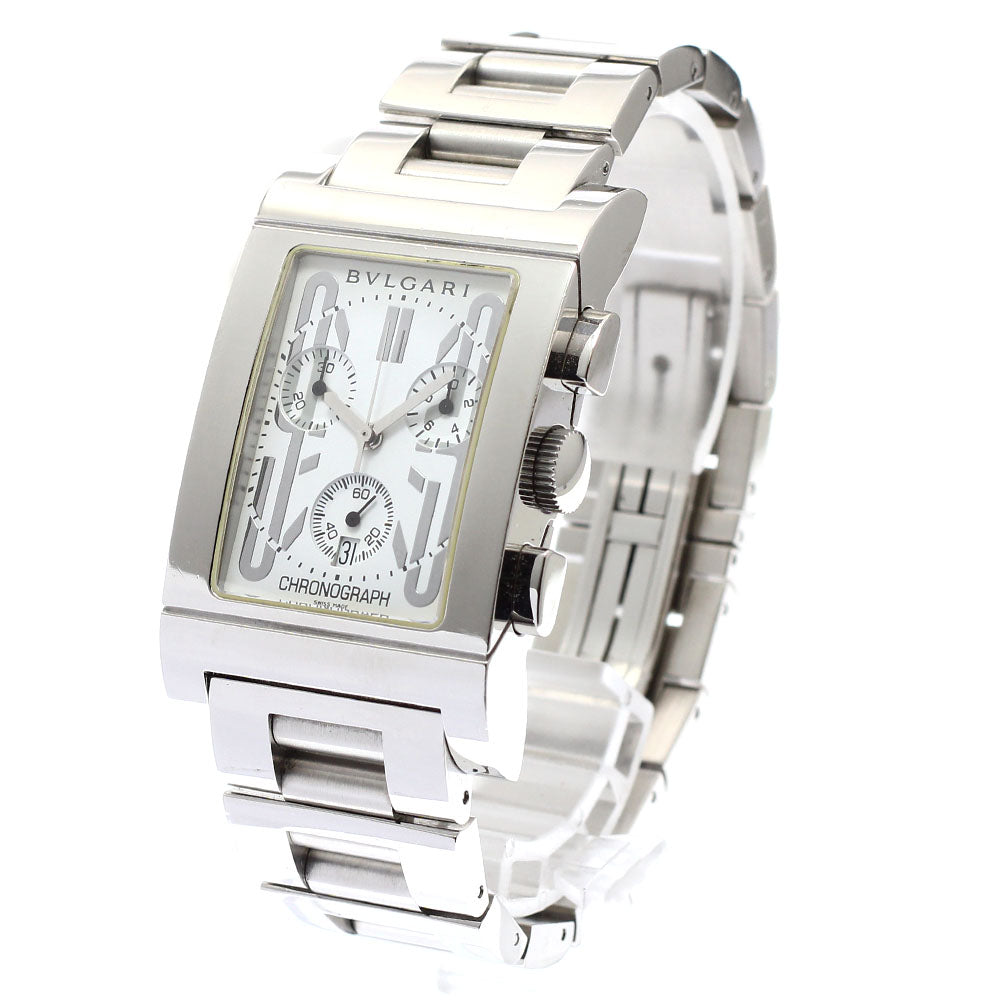 BVLGARI Rettangolo RTC49S Date Chronograph white Dial Quartz Men's Watch_907083