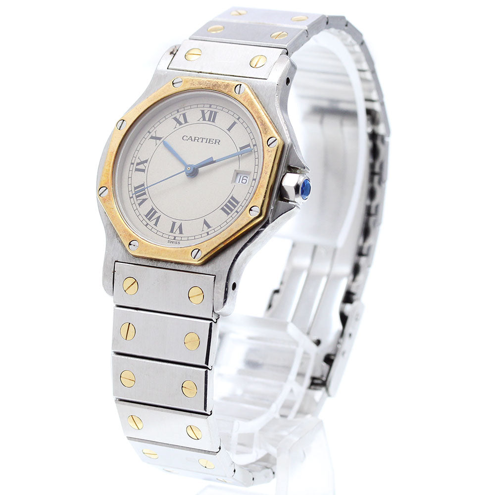 CARTIER Santos Octagon LM W2001583 Date beige Dial Quartz Men's Watch_907139