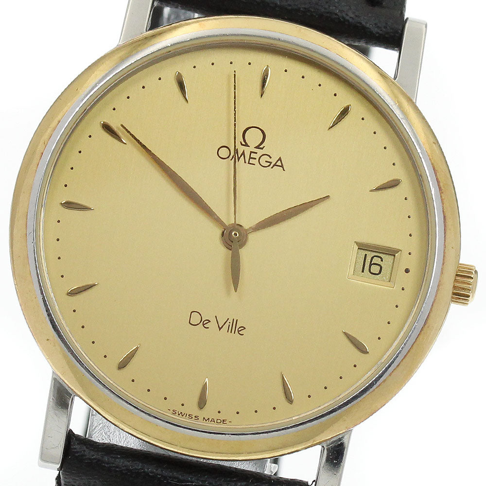 OMEGA De Ville Date gold Dial Quartz Men's Watch_907155