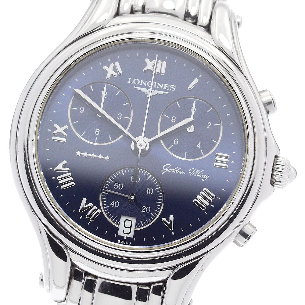 LONGINES Golden wing L3.610.4 Chronograph Navy Dial Quartz Men's Watch_907159