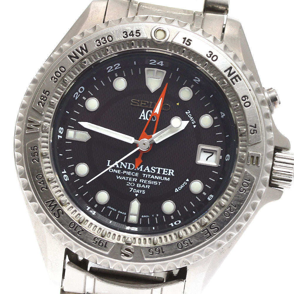 SEIKO Landmaster AGS 5M45-6A00 Date black Dial Auto quartz Men's Watch_907189