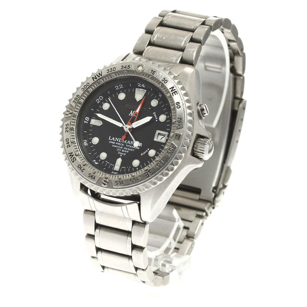 SEIKO Landmaster AGS 5M45-6A00 Date black Dial Auto quartz Men's Watch_907189