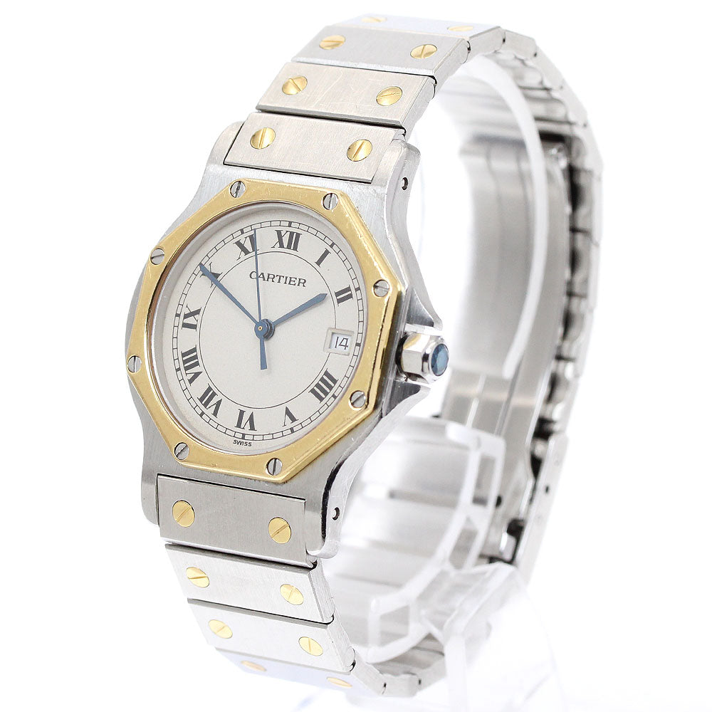 CARTIER Santos Octagon LM W2001583 Date beige Dial Quartz Men's Watch_907205