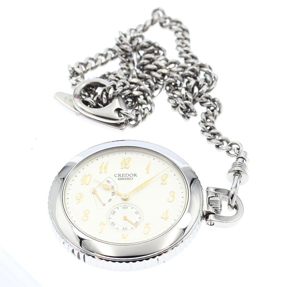 SEIKO CREDOR 4S79-0030 Power reserve Silver Dial Hand Winding Men's Pocket watch_907206