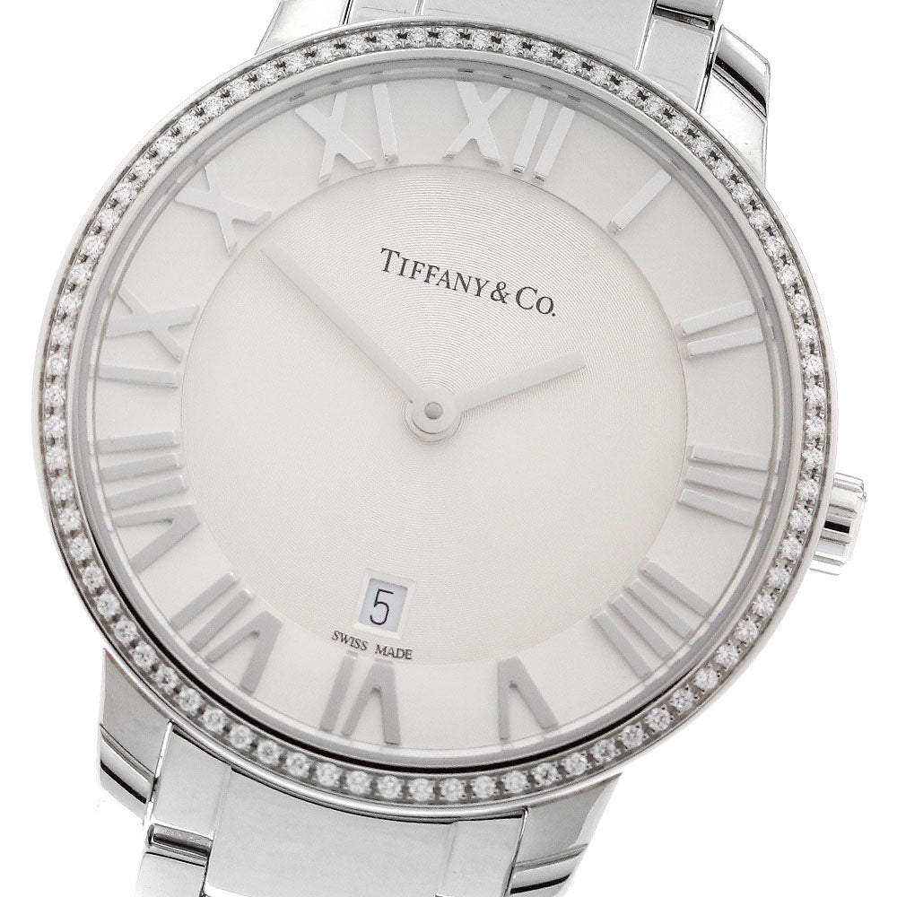 TIFFANY&Co. Atlas 2 hand 34876177 Diamond Bezel Silver Dial Quartz Ladies_907215