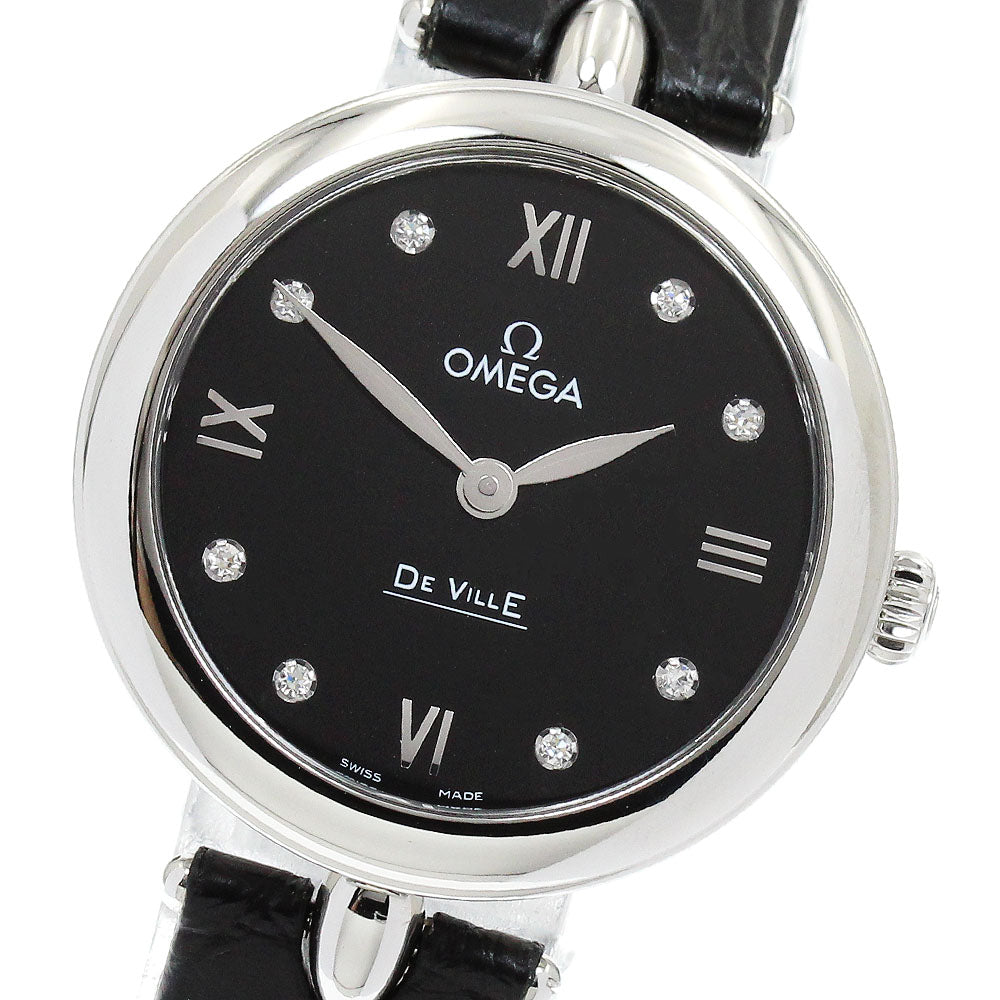 OMEGA De Ville Prestige Dewdrop 424.13.27.60.51.001 8P diamond black Dial Quartz Ladies Watch_907230