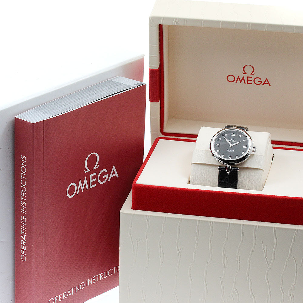 OMEGA De Ville Prestige Dewdrop 424.13.27.60.51.001 8P diamond black Dial Quartz Ladies Watch_907230
