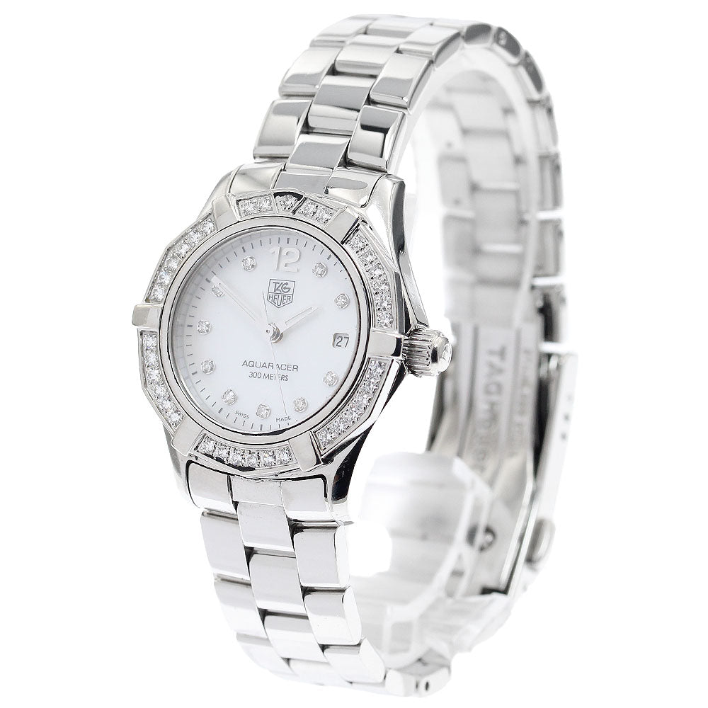 TAG HEUER Aqua racer WAF1416 10P diamond bezel White shell Dial Quartz Ladies Watch_907568