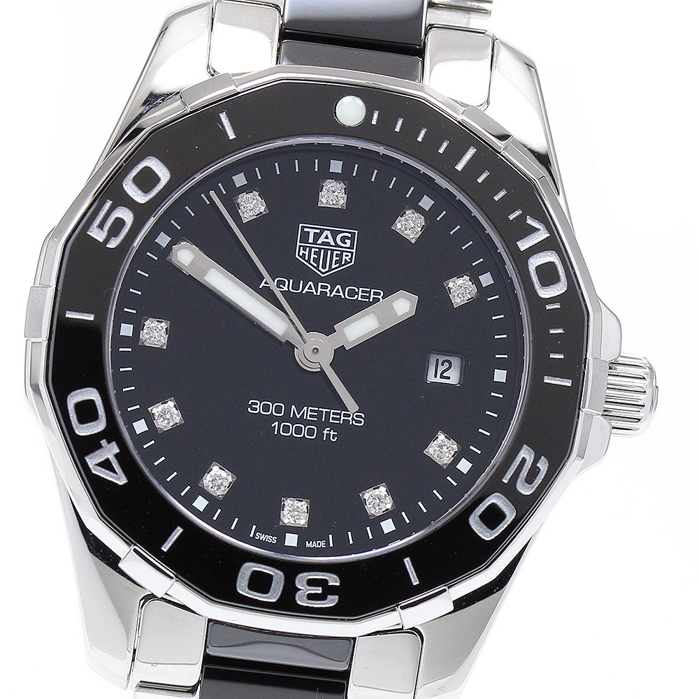 TAG HEUER Aqua racer WAY141C 11P diamond Black Dial Quartz Ladies Watch_907659