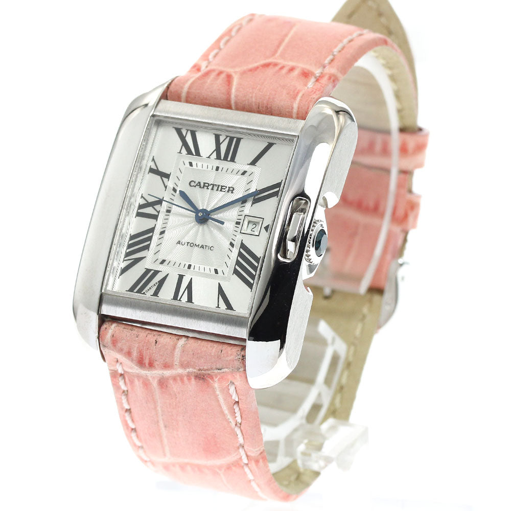 CARTIER Tank Anglaise MM W5310031 K18WG Date Silver Dial Automatic Men's Watch_907699