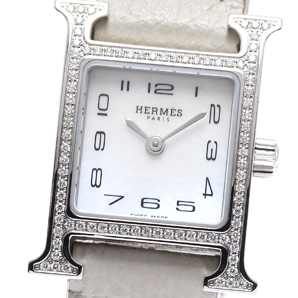 HERMES H watch HH1.131 Diamond bezel, shell dial White shell Dial Quartz Ladies Watch_907764