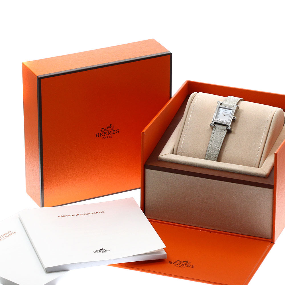 HERMES H watch HH1.131 Diamond bezel, shell dial White shell Dial Quartz Ladies Watch_907764