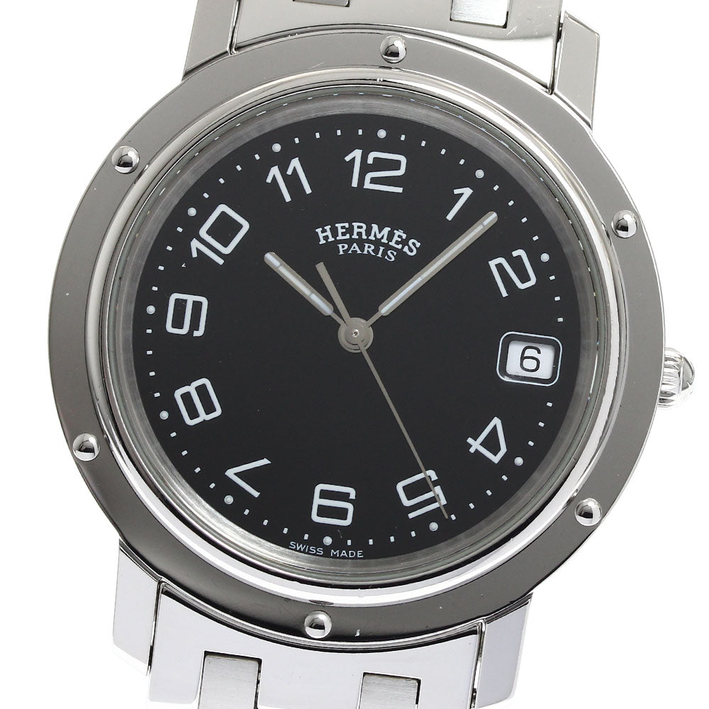 HERMES Clipper CL6.710 Date Black Dial Quartz Men's Watch_907814