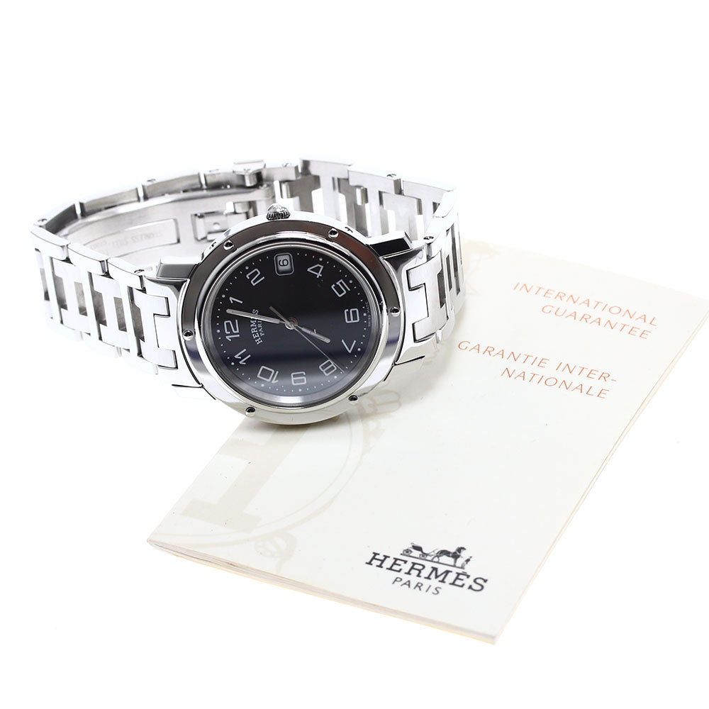 HERMES Clipper CL6.710 Date Black Dial Quartz Men's Watch_907814