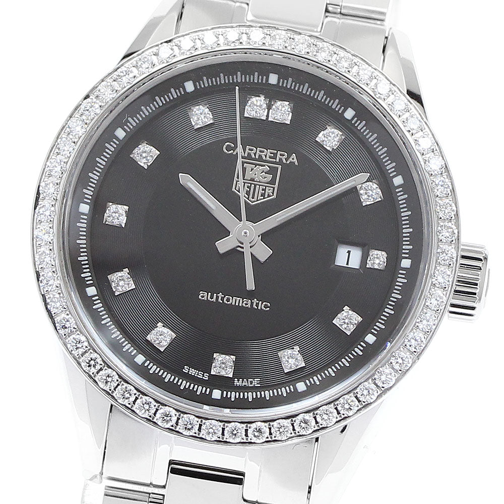 TAG HEUER Carrera WV2412 diamond bezel date black Dial Automatic Ladies_907847