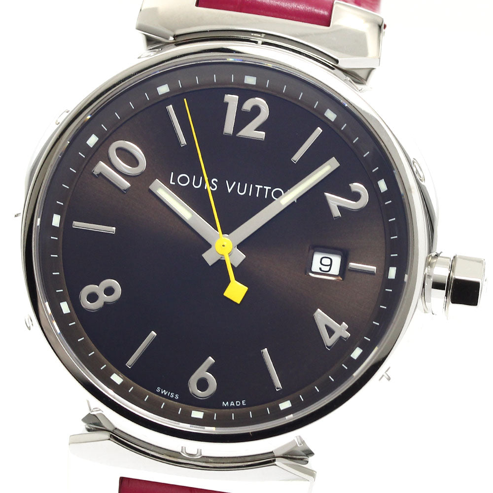 LOUIS VUITTON Tambour Q1111 Date Brown Dial Quartz Men's Watch_907849