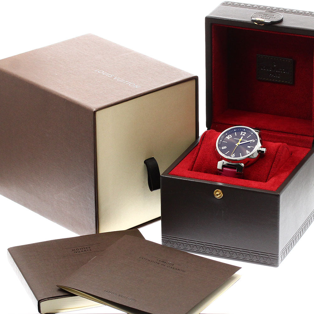 LOUIS VUITTON Tambour Q1111 Date Brown Dial Quartz Men's Watch_907849