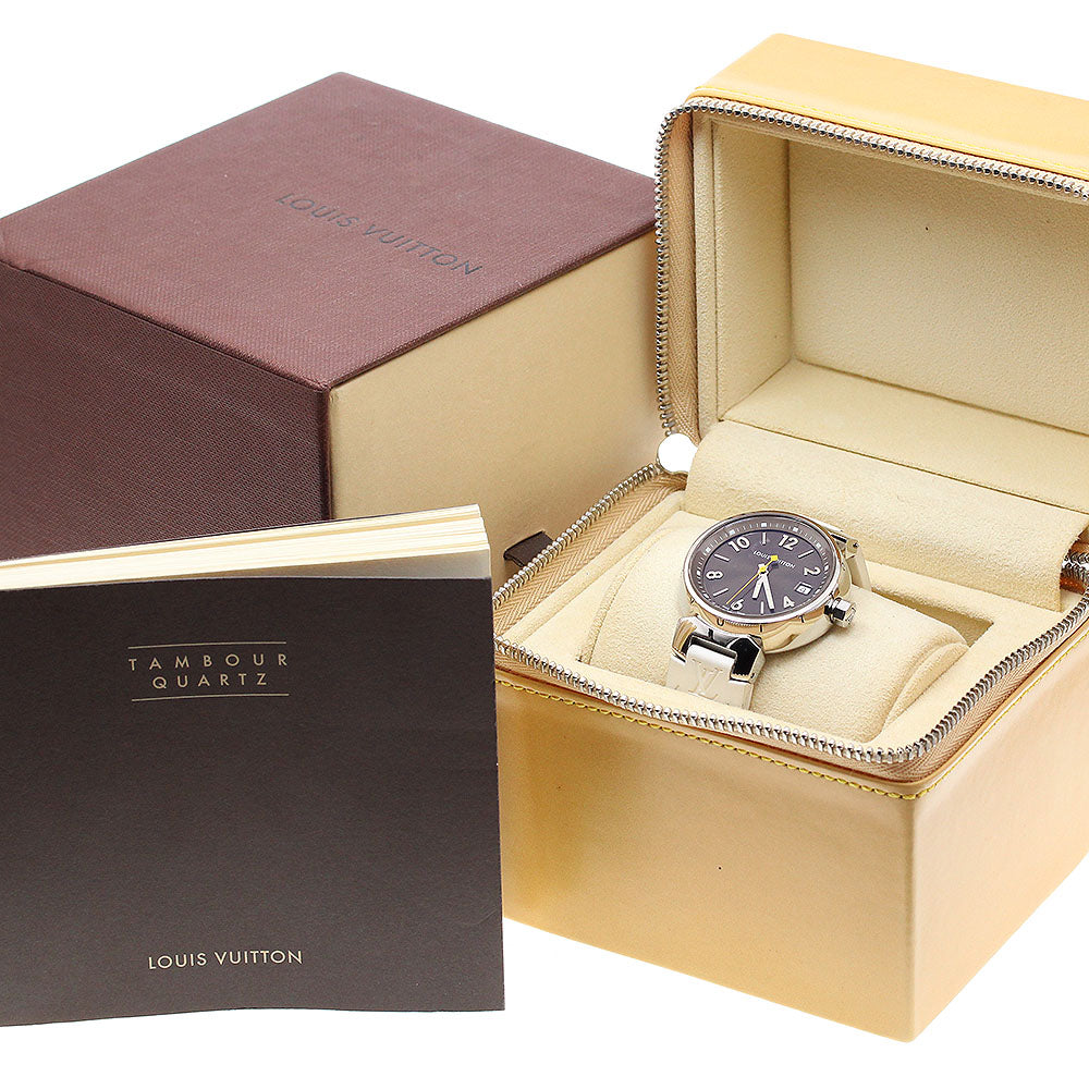 LOUIS VUITTON Tambour Q1311 Date Brown Dial Quartz Ladies Watch_908211