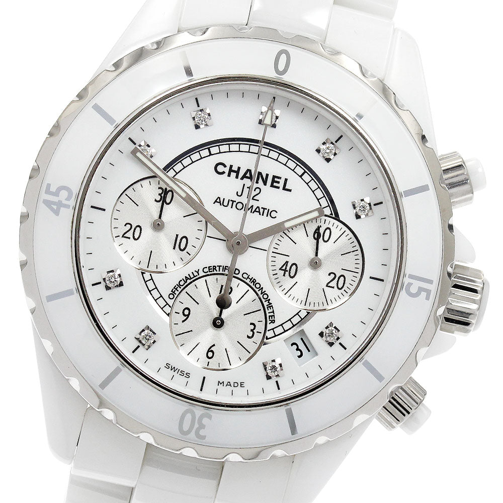 CHANEL J12 white ceramic H2009 9P diamond chronograph Automatic Men's_908240