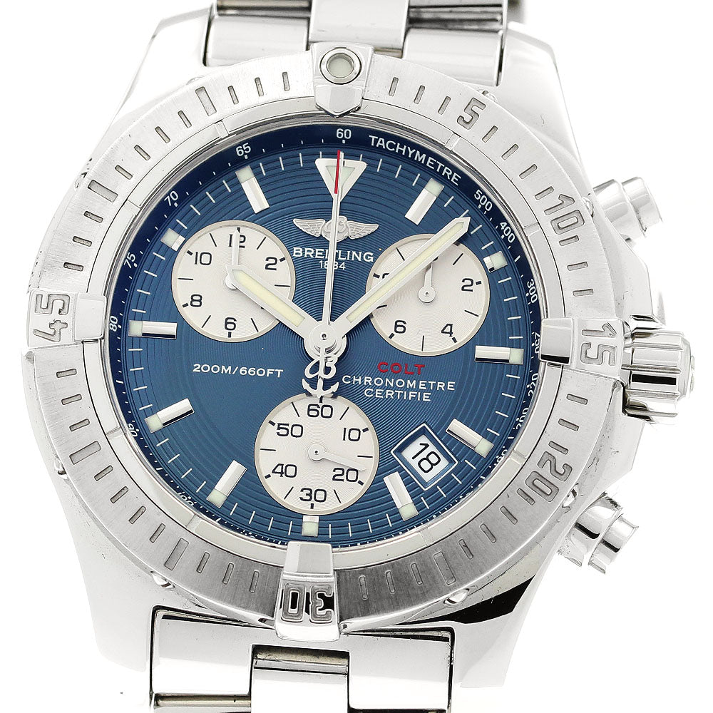 BREITLING Colt A73380 Chronograph Navy / Silver Dial Quartz Men's Watch_908355