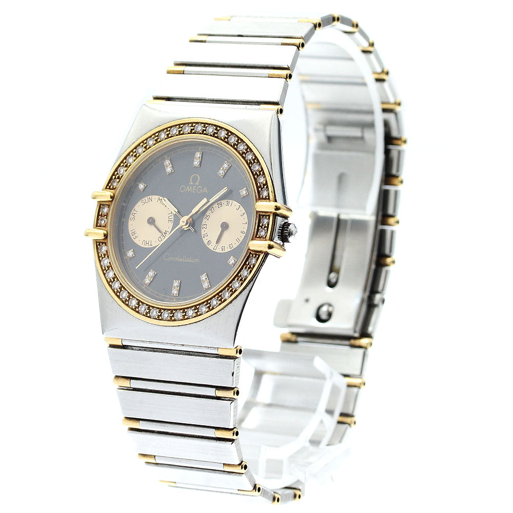 OMEGA Constellation Day Date Half Bar Diamond Bezel Quartz Men's Watch_908359