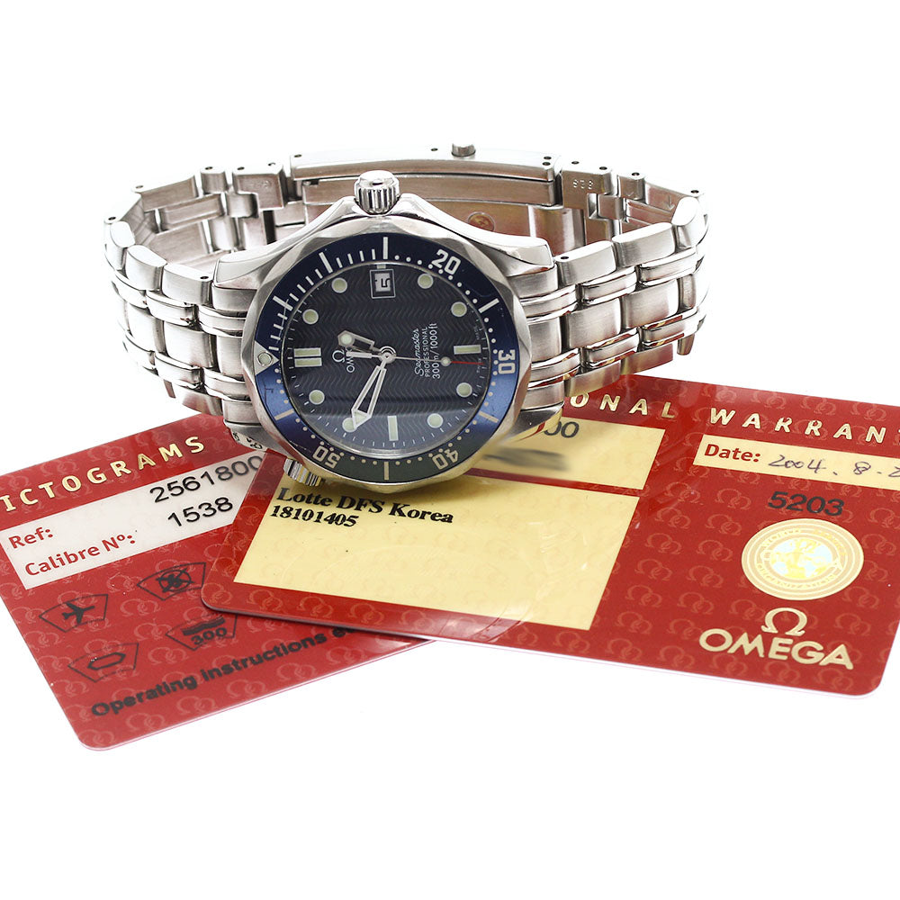 OMEGA Seamaster300 2561.80 Date Navy Dial Quartz Boy's Watch_908386