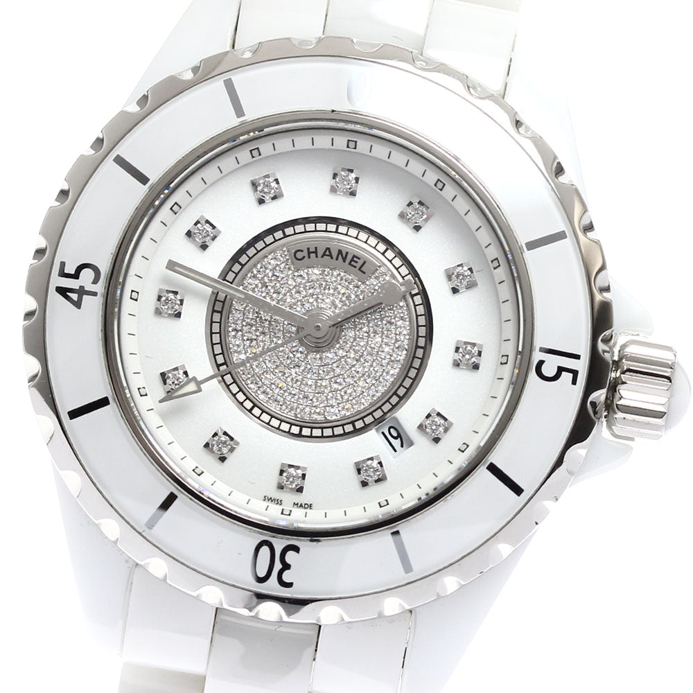 CHANEL J12 Diamond H2123 White Ceramic white Dial Quartz Boy's Watch_908465