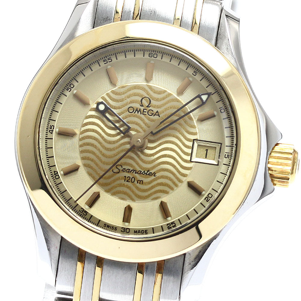 OMEGA Seamaster120 2371.11 YG bezel date gold Dial Quartz Ladies Watch_908506