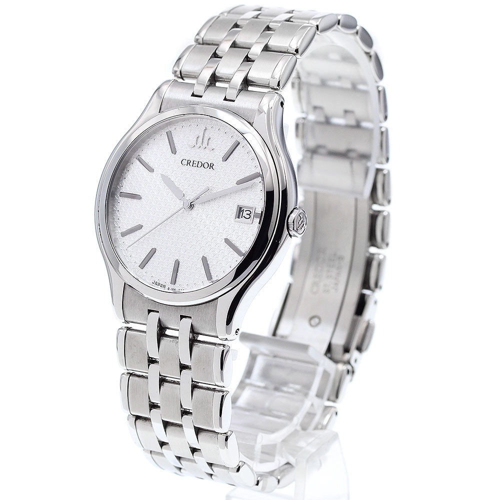 SEIKO CREDOR SIGNO GCAZ055/8J86-7A00 Date Silver Dial Quartz Men's Watch_908549