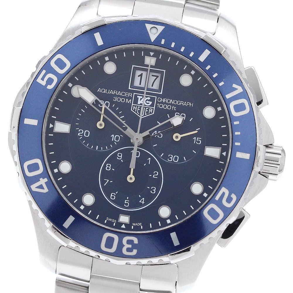 TAG HEUER Aqua racer CAN1011 Big Date Chronograph blue Dial Quartz Men's_908552