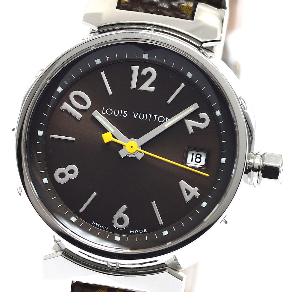 LOUIS VUITTON Tambour Q1211 Date Brown Dial Quartz Ladies Watch_908560