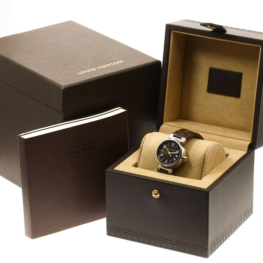 LOUIS VUITTON Tambour Q1211 Date Brown Dial Quartz Ladies Watch_908560